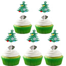 5pcs Holiday Lovely Pompon Shiny Christmas Tree Cake Topper Cupcake Picks Sticks Food Flags Wedding Celebration Favors