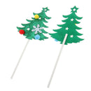 5pcs Holiday Lovely Pompon Shiny Christmas Tree Cake Topper Cupcake Picks Sticks Food Flags Wedding Celebration Favors