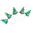 5pcs Holiday Lovely Pompon Shiny Christmas Tree Cake Topper Cupcake Picks Sticks Food Flags Wedding Celebration Favors