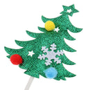 5pcs Holiday Lovely Pompon Shiny Christmas Tree Cake Topper Cupcake Picks Sticks Food Flags Wedding Celebration Favors