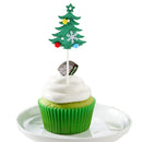 5pcs Holiday Lovely Pompon Shiny Christmas Tree Cake Topper Cupcake Picks Sticks Food Flags Wedding Celebration Favors