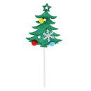 5pcs Holiday Lovely Pompon Shiny Christmas Tree Cake Topper Cupcake Picks Sticks Food Flags Wedding Celebration Favors