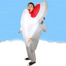 Scary Inflatable Costume Blow Up Shark Unisex Fancy Dress Adult Outfit White