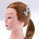Metal Shiny Hair Grip Silver Diamante Crystal Bow Hair Clip Slide Crocodile Barrette Wedding Party Hair Accessory