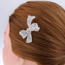 Metal Shiny Hair Grip Silver Diamante Crystal Bow Hair Clip Slide Crocodile Barrette Wedding Party Hair Accessory