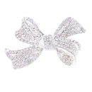 Metal Shiny Hair Grip Silver Diamante Crystal Bow Hair Clip Slide Crocodile Barrette Wedding Party Hair Accessory