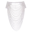 Fashion Women Ladies Silver Rhinestone Multilayer Necklace Tassel Bib Necklace Choker Statement Wedding Party Jewelry