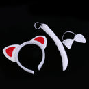 3pcs Set Christmas Girls Children Red Ears Cat Costume Set Birthday Party Headband Bowtie Tail Kit Gift