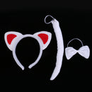 3pcs Set Christmas Girls Children Red Ears Cat Costume Set Birthday Party Headband Bowtie Tail Kit Gift