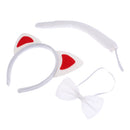 3pcs Set Christmas Girls Children Red Ears Cat Costume Set Birthday Party Headband Bowtie Tail Kit Gift