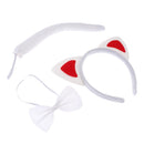 3pcs Set Christmas Girls Children Red Ears Cat Costume Set Birthday Party Headband Bowtie Tail Kit Gift
