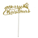 10pcs Merry Christmas Deer Elk Cake Topper Christmas Party Decoration Gold