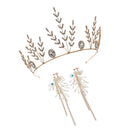 Charming Wedding Bridal Jewelry Set Long Tassel Flower Earrings Diamante Crystal Tree Crown Headband Party Prom Gift