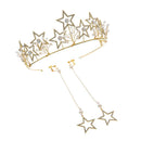 Wedding Bride Crystal Crown Headband Star Earrings Girls Woman Party Jewelry