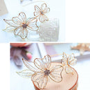 Ladies Crystal Large Flowers Headband & Long Dangle Earrings Set Wedding Bridal Accessories