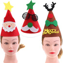 Merry Christmas DIY Felt Fabric Cone Hat Reindeer Horn Star Bow Cap Kids Birthday Fancy Dress Costume Prop