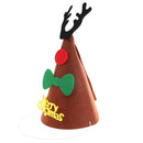 Merry Christmas DIY Felt Fabric Cone Hat Reindeer Horn Star Bow Cap Kids Birthday Fancy Dress Costume Prop