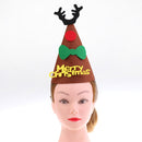 Merry Christmas DIY Felt Fabric Cone Hat Reindeer Horn Star Bow Cap Kids Birthday Fancy Dress Costume Prop