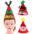 Merry Christmas DIY Felt Fabric Cone Hat Reindeer Horn Star Bow Cap Kids Birthday Fancy Dress Costume Prop