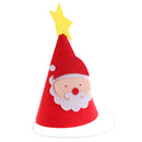 Merry Christmas DIY Red Felt Fabric Cone Hat Santa Claus Star Cap Kids Birthday Fancy Dress Costume Prop