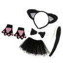 Children Black Cat Headband TUTU Skirt Bowtie Paw Tail Cosplay Costume Outfit Christmas Book Week Gift