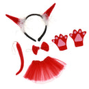 5pcs/Set Calf Horn Headband Bow Tie Gloves Tutu Dress Cosplay Fancy Dress Costume