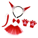 5pcs/Set Calf Horn Headband Bow Tie Gloves Tutu Dress Cosplay Fancy Dress Costume