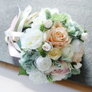 Romantic Artificial Bride Rose Ribbon Bouquet Holder Wedding Party Flower Girl Supply