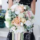 Romantic Artificial Bride Rose Ribbon Bouquet Holder Wedding Party Flower Girl Supply