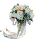 Romantic Artificial Bride Rose Ribbon Bouquet Holder Wedding Party Flower Girl Supply