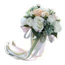 Romantic Artificial Bride Rose Ribbon Bouquet Holder Wedding Party Flower Girl Supply