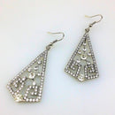 Fashion Women Ladies Hook Earrings Diamante Rhinestone Geometric Pendant Dangle Eardrop Wedding Party Earrings Jewelry Gift