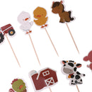 24x Cute Cartoon Farm Animals Cake Toppers Cupcake Picks Chicken Horse Duck Shapes