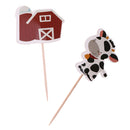 24x Cute Cartoon Farm Animals Cake Toppers Cupcake Picks Chicken Horse Duck Shapes