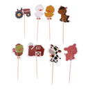 24x Cute Cartoon Farm Animals Cake Toppers Cupcake Picks Chicken Horse Duck Shapes
