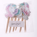 24x Unicorn Cake Picks Rainbow Cupcake Toppers Crown Heart Shape Cake DÃ©cor