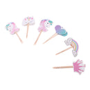24x Unicorn Cake Picks Rainbow Cupcake Toppers Crown Heart Shape Cake DÃ©cor