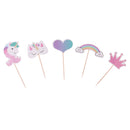 24x Unicorn Cake Picks Rainbow Cupcake Toppers Crown Heart Shape Cake DÃ©cor