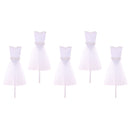 5 Pieces Romantic Wedding Dress Cake Topper Wedding Party Cake Decor White