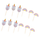 Set of 12pcs Cute Unicorn Rainbow Cupcake Picks Baby Shower Party Decoration