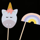 Set of 12pcs Cute Unicorn Rainbow Cupcake Picks Baby Shower Party Decoration