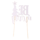 3 Sets Glitter Be Merry Christmas Tree Cake Toppers Xmas Party Decoration
