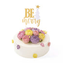 3 Sets Glitter Be Merry Christmas Tree Cake Toppers Xmas Party Decoration