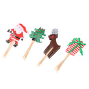 Set of 24pcs Merry Christmas Santa Elk Tree Cake Topper Holiday New Year Cupcake Picks Cake Muffin Dessert Food Picks Favors