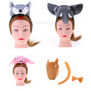 Kids Animal Costume Set Elephant Headband Tails Bow Tie Cosplay School Play Stage Show Fancy Dress Up