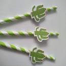 10pcs Cactus Paper Striped Disposable Drinking Straw Party Decoration Green
