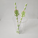 10pcs Cactus Paper Striped Disposable Drinking Straw Party Decoration Green