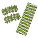 10pcs Cactus Paper Striped Disposable Drinking Straw Party Decoration Green