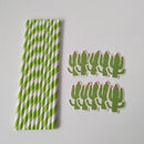 10pcs Cactus Paper Striped Disposable Drinking Straw Party Decoration Green