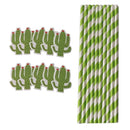 10pcs Cactus Paper Striped Disposable Drinking Straw Party Decoration Green
